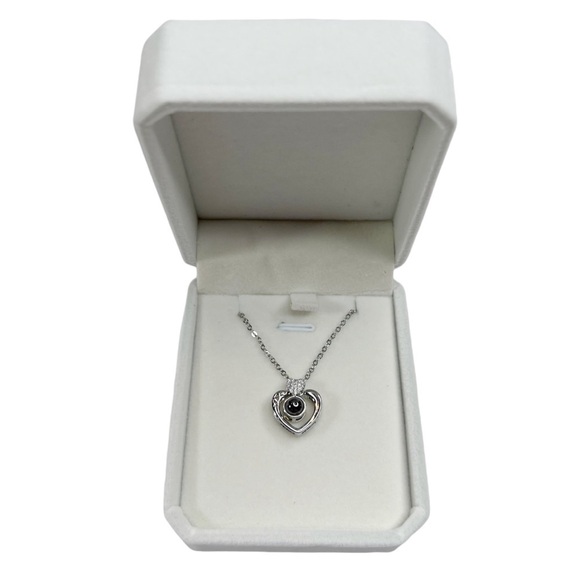 New Jardme Silver Tone Cubic Zirconia Heart Cable Chain Necklace - Picture 1 of 11